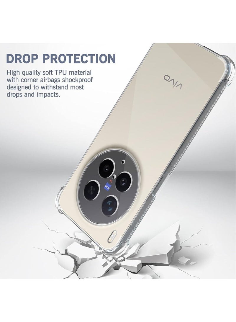 غطاء شفاف متوافق مع VIVO X300 Pro، غطاء نحيف من TPU، وسادة هوائية [غير قابل للاصفرار بسهولة] واقي للصدمات للهاتف - شفاف - Image 5